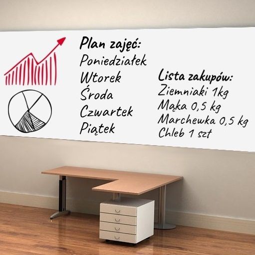 Tabla de scris tip sticker, 200x45 cm, alba, carioca inclusa - imagine 5